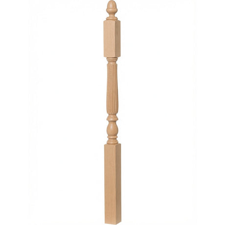 R-4606 3-1/4" x 60" Reeded Ohio Landing Newel Post, Hard Maple