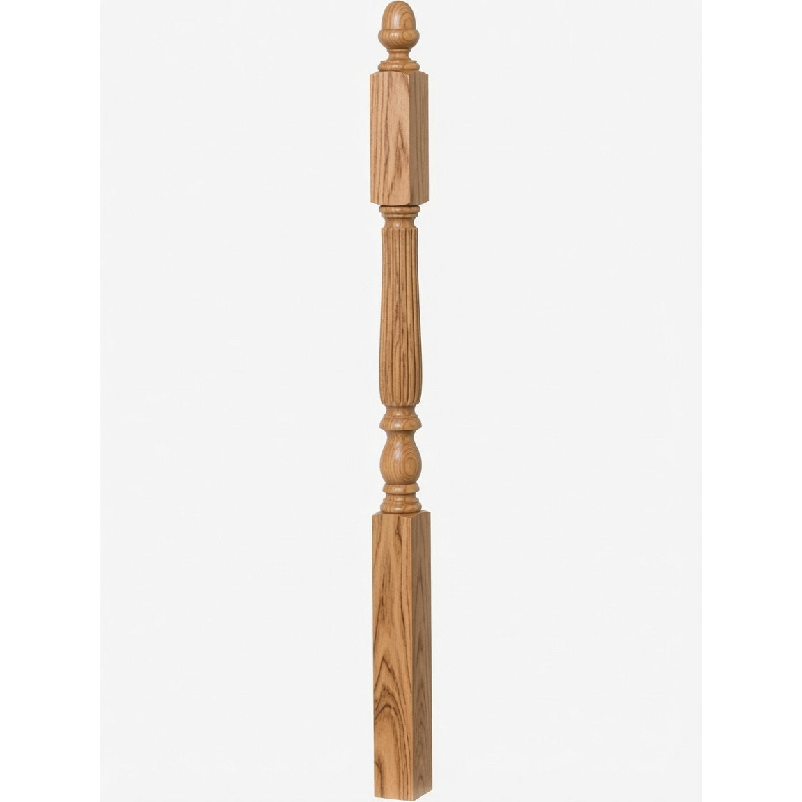 R-4606 3-1/4" x 60" Reeded Ohio Landing Newel Post, Hickory