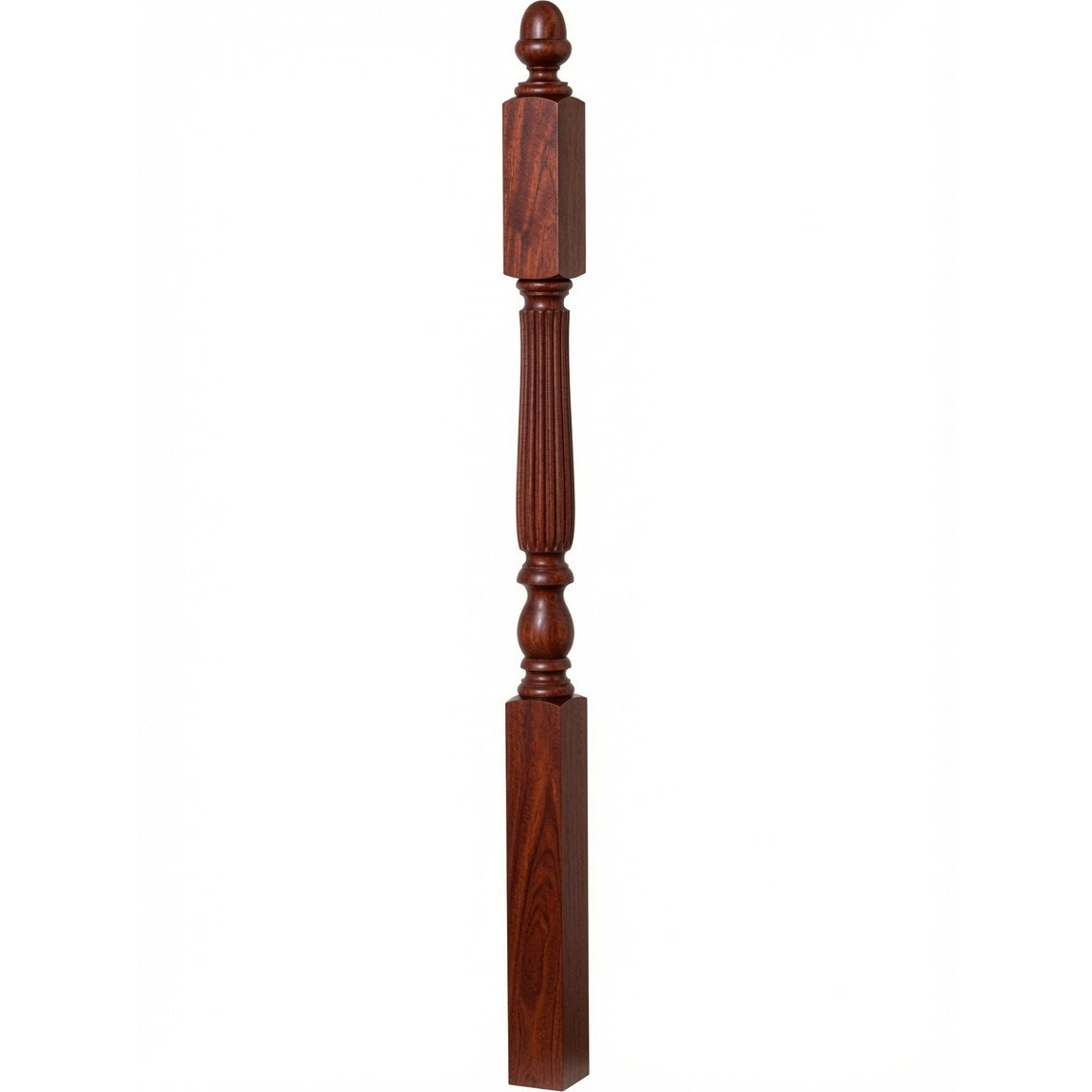 R-4606 3-1/4" x 60" Reeded Ohio Landing Newel Post, Mahogany