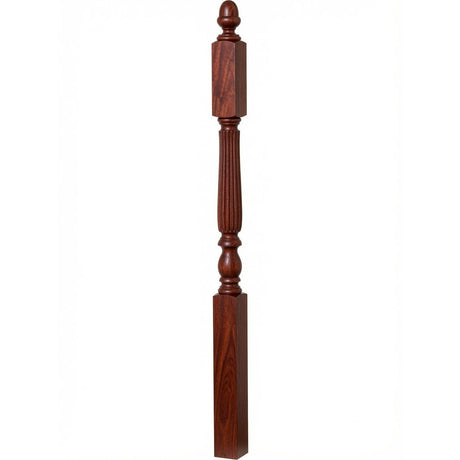 R-4606 3-1/4" x 60" Reeded Ohio Landing Newel Post, Mahogany