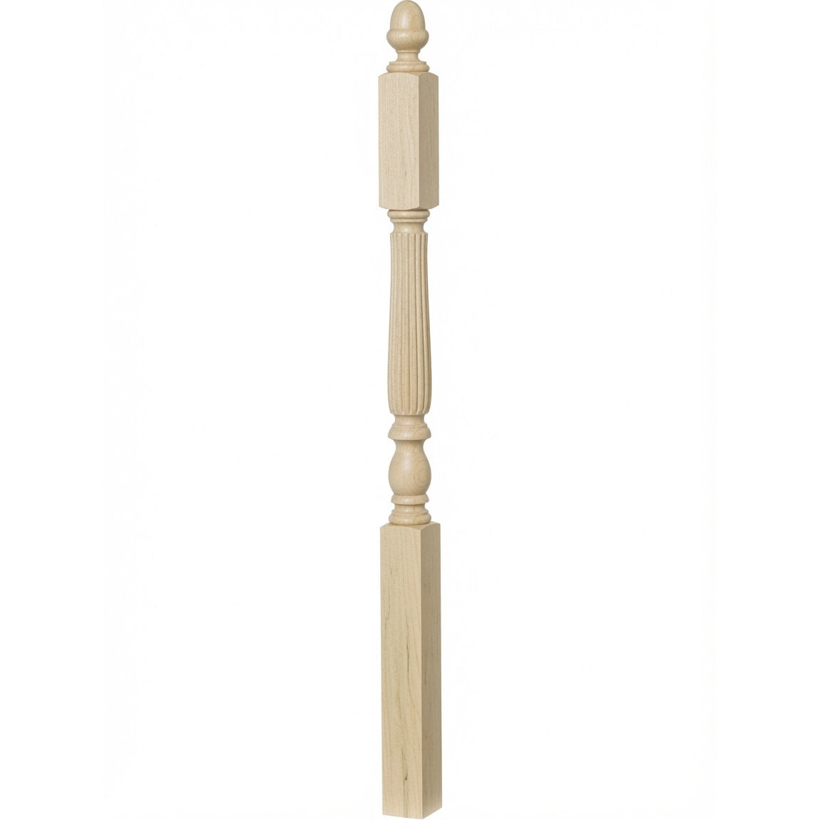 R-4606 3-1/4" x 60" Reeded Ohio Landing Newel Post, Poplar