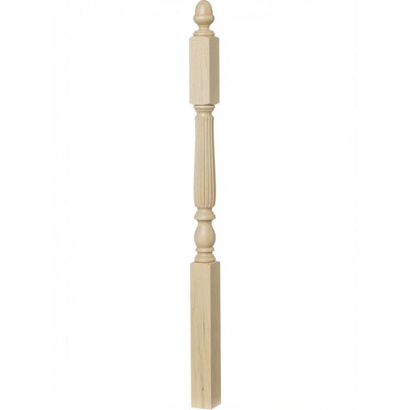 R-4606 3-1/4" x 60" Reeded Ohio Landing Newel Post, Poplar