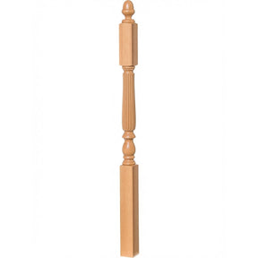 R-4606 3-1/4" x 60" Reeded Ohio Landing Newel Post, Red Oak