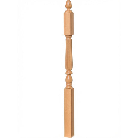 R-4606 3-1/4" x 60" Reeded Ohio Landing Newel Post, Red Oak