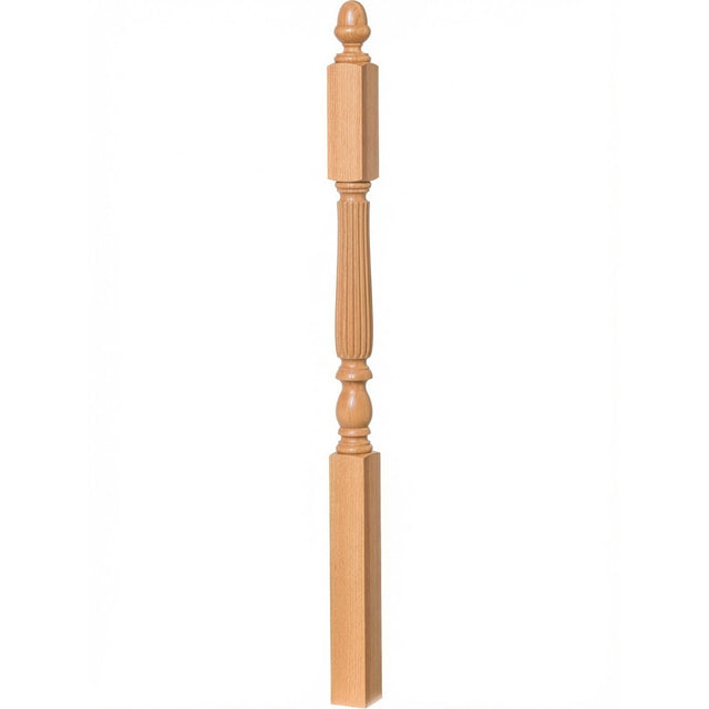 R-4606 3-1/4" x 60" Reeded Ohio Landing Newel Post, Red Oak