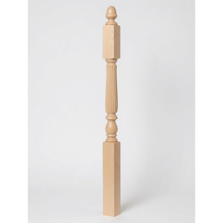 R-4606 3-1/4" x 60" Reeded Ohio Landing Newel Post, Soft Maple