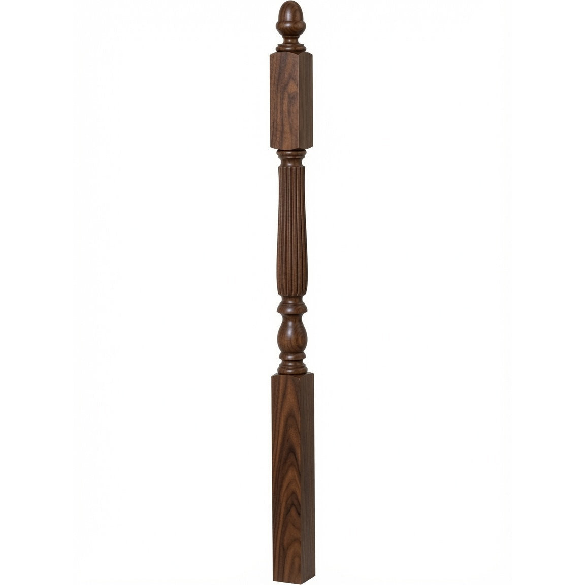 R-4606 3-1/4" x 60" Reeded Ohio Landing Newel Post, Walnut