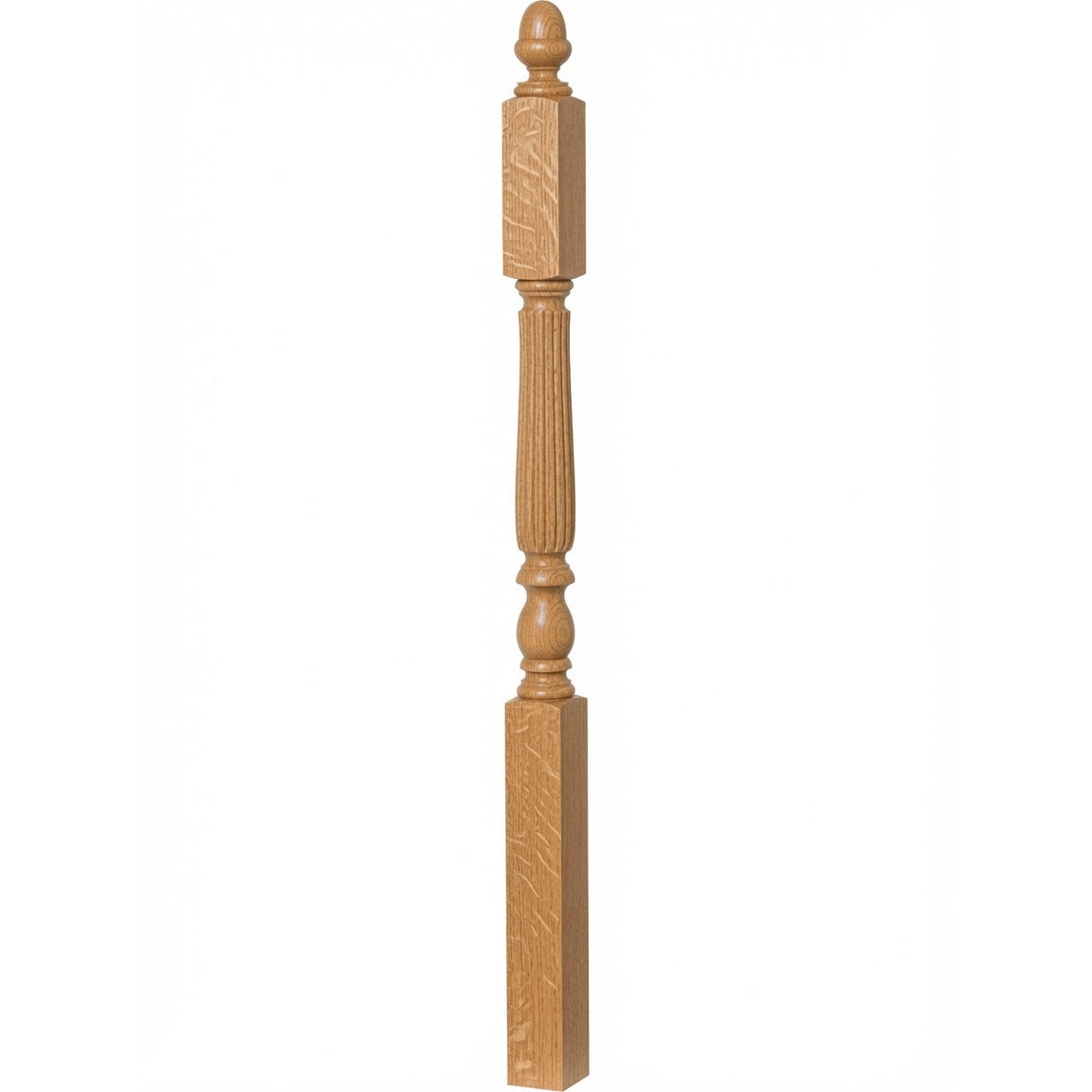 R-4606 3-1/4" x 60" Reeded Ohio Landing Newel Post, White Oak