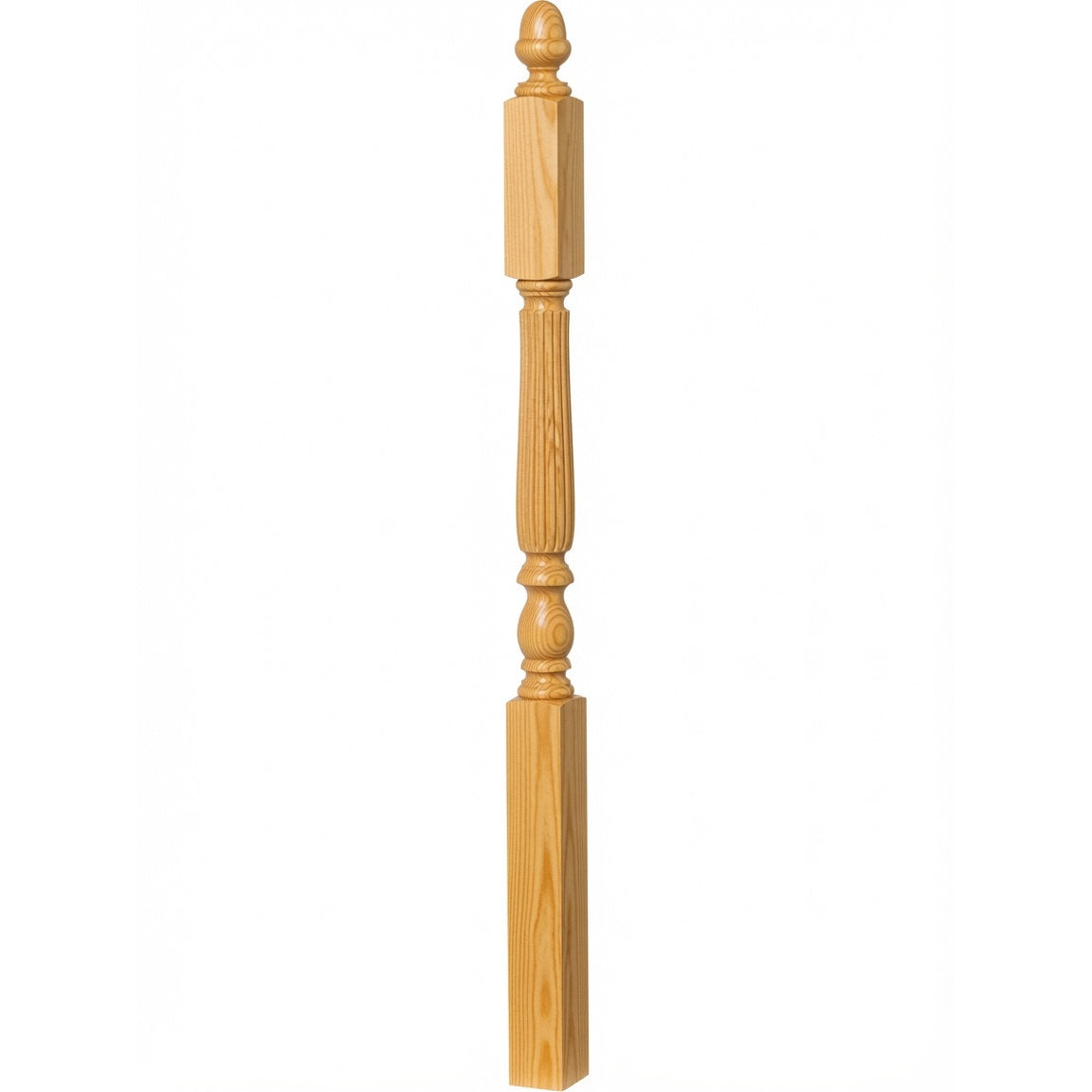 R-4606 3-1/4" x 60" Reeded Ohio Landing Newel Post, Yellow Pine
