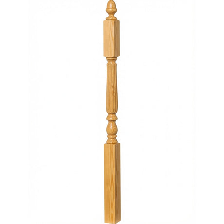 R-4606 3-1/4" x 60" Reeded Ohio Landing Newel Post, Yellow Pine
