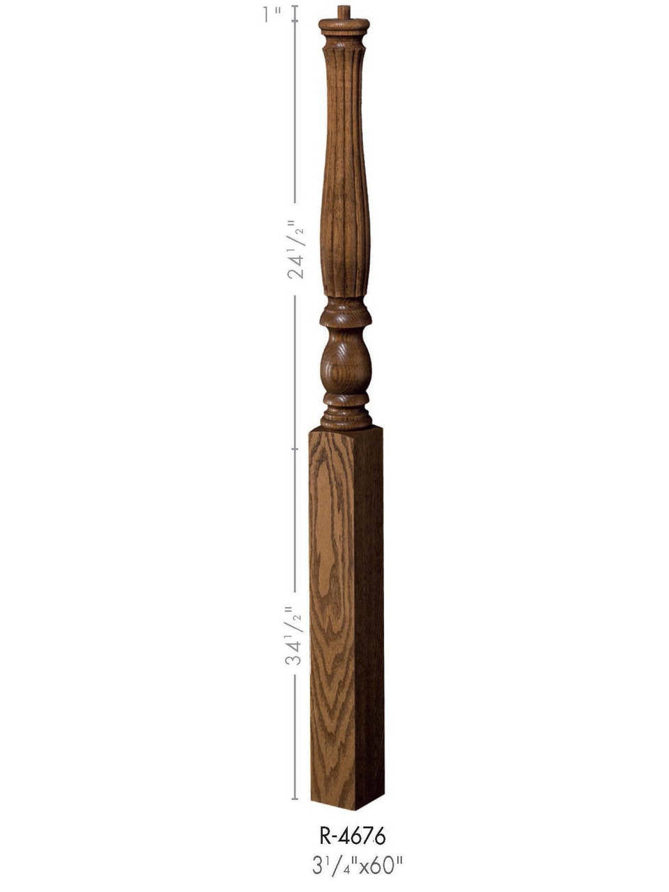 R-4676 Poplar Reeded Newel Post