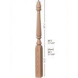 R-4811 or R-4815 Reeded Newel Dimensional Information