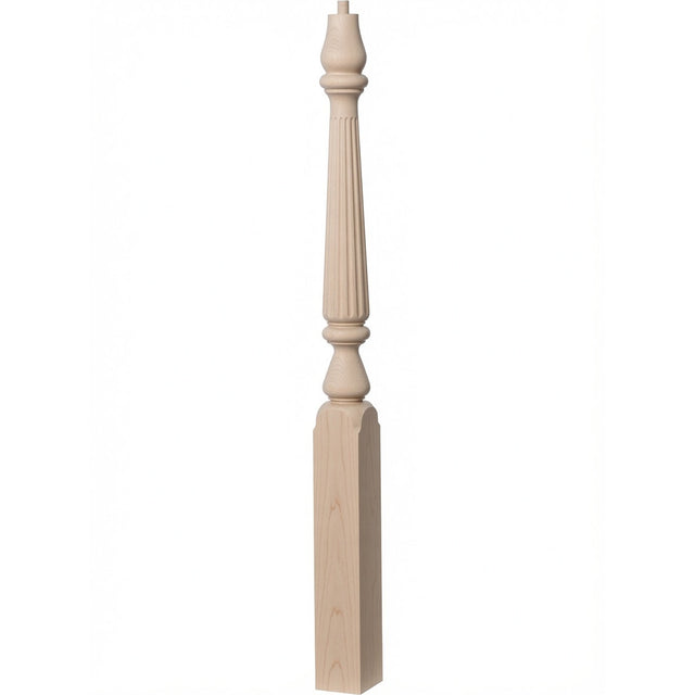 R-4811 (48") or R-4815 (60") Reeded Ohio Pin Top Newel Post, Soft Maple