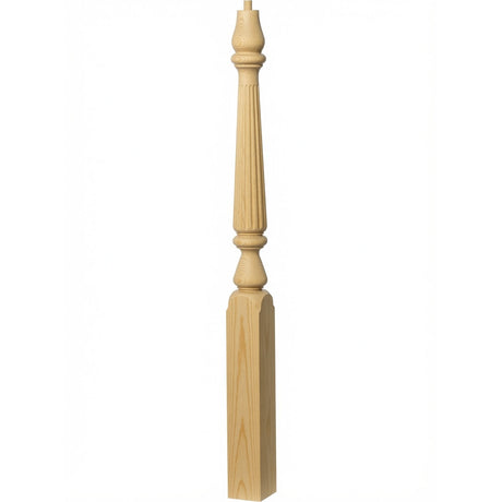 R-4811 (48") or R-4815 (60") Reeded Ohio Pin Top Newel Post, Yellow Pine