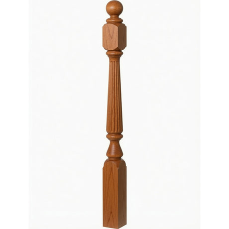 R-4840 (48"), R-4842 (60"), or R-4848 (72") Ohio Reeded Newel Post, American Cherry