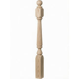 R-4840 (48"), R-4842 (60"), or R-4848 (72") Ohio Reeded Newel Post, Ash