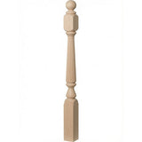 R-4840 (48"), R-4842 (60"), or R-4848 (72") Ohio Reeded Newel Post, Beech