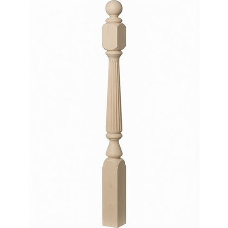 R-4840 (48"), R-4842 (60"), or R-4848 (72") Ohio Reeded Newel Post, Birch