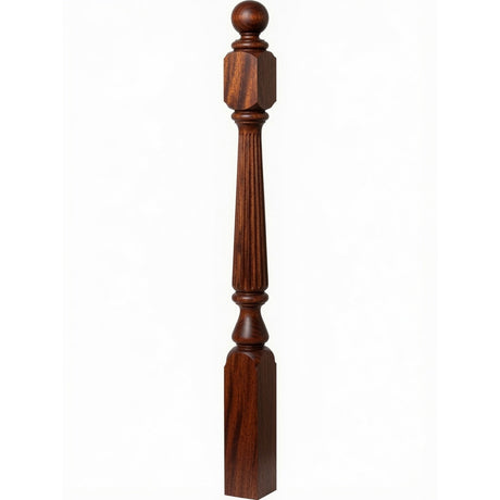 R-4840 (48"), R-4842 (60"), or R-4848 (72") Ohio Reeded Newel Post, Brazilian Cherry