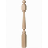 R-4840 (48"), R-4842 (60"), or R-4848 (72") Ohio Reeded Newel Post, Hard Maple