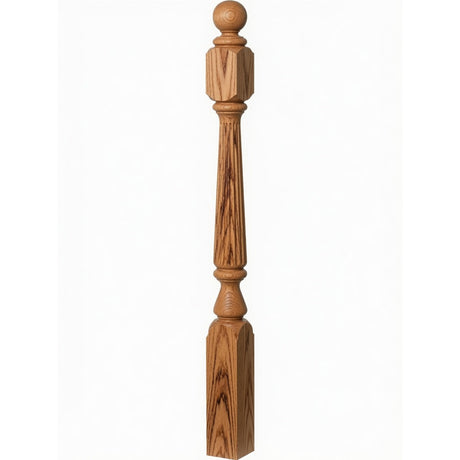 R-4840 (48"), R-4842 (60"), or R-4848 (72") Ohio Reeded Newel Post, Hickory