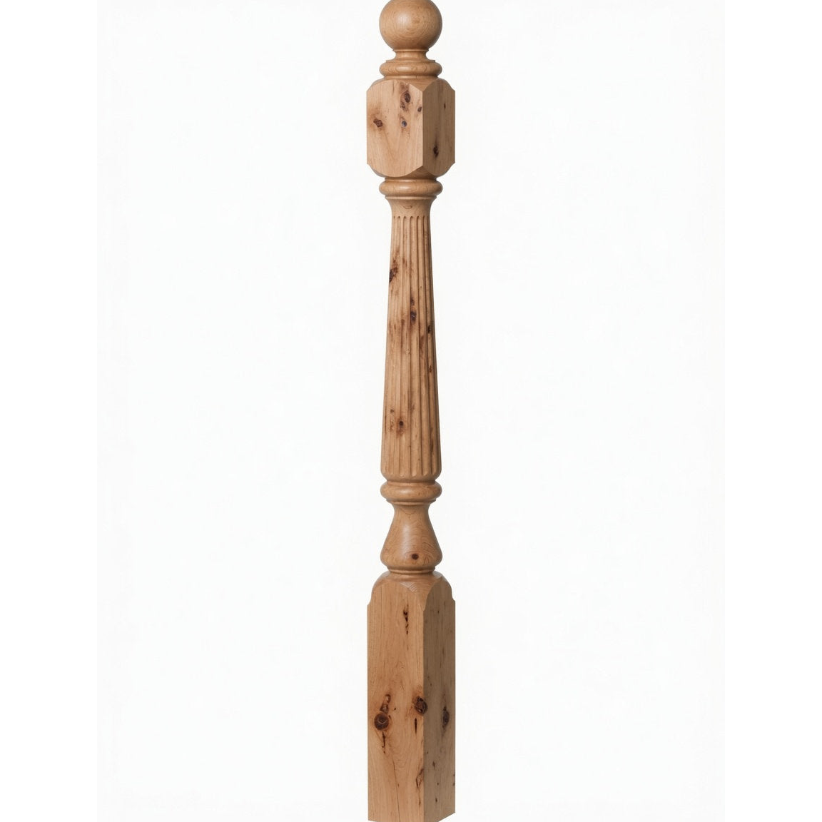 R-4840 (48"), R-4842 (60"), or R-4848 (72") Ohio Reeded Newel Post, Knotty Alder