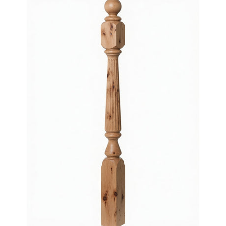 R-4840 (48"), R-4842 (60"), or R-4848 (72") Ohio Reeded Newel Post, Knotty Alder