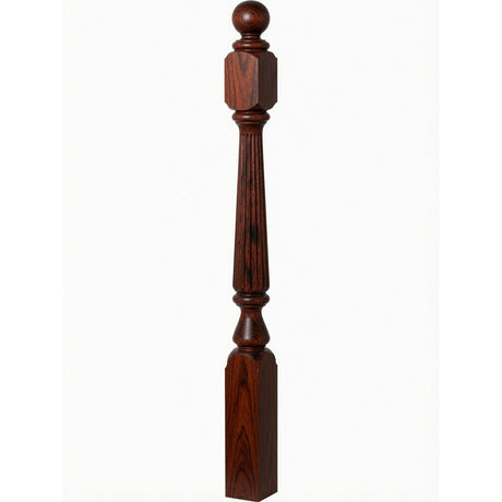 R-4840 (48"), R-4842 (60"), or R-4848 (72") Ohio Reeded Newel Post, Mahogany