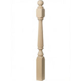 R-4840 (48"), R-4842 (60"), or R-4848 (72") Ohio Reeded Newel Post, Poplar