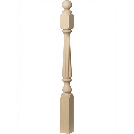 R-4840 (48"), R-4842 (60"), or R-4848 (72") Ohio Reeded Newel Post, Poplar