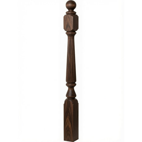 R-4840 (48"), R-4842 (60"), or R-4848 (72") Ohio Reeded Newel Post, Walnut