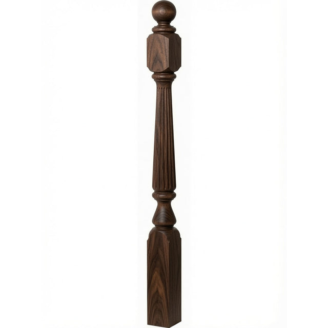 R-4840 (48"), R-4842 (60"), or R-4848 (72") Ohio Reeded Newel Post, Walnut