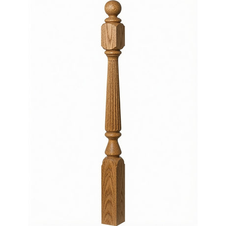 R-4840 (48"), R-4842 (60"), or R-4848 (72") Ohio Reeded Newel Post, White Oak