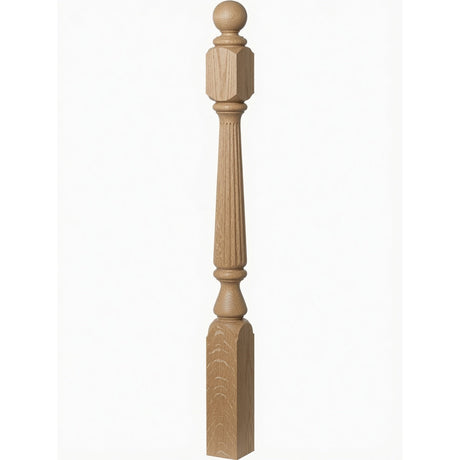 R-4840 (48"), R-4842 (60"), or R-4848 (72") Ohio Reeded Newel Post, Yellow Pine