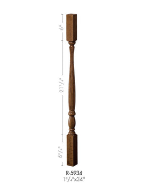 R-5934 34-inch Square Top Reeded Country Classic Baluster