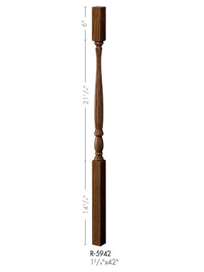 R-5942 42-inch Reeded Square Top Country Classic Baluster