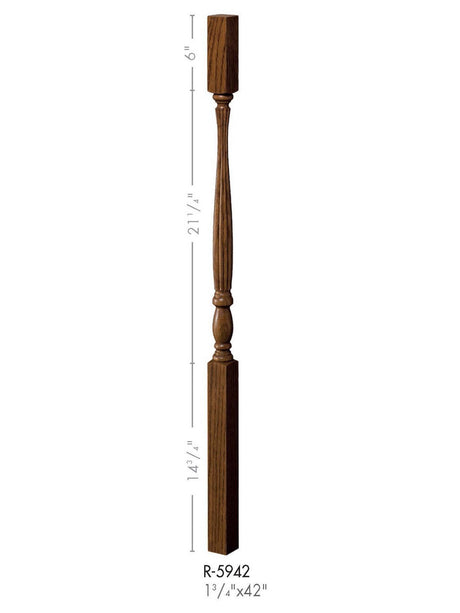 R-5942 42-inch Reeded Square Top Country Classic Baluster