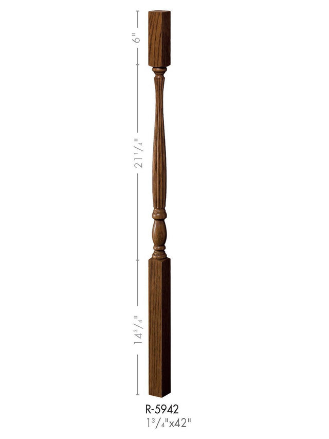 R-5942 42-inch Reeded Square Top Country Classic Baluster