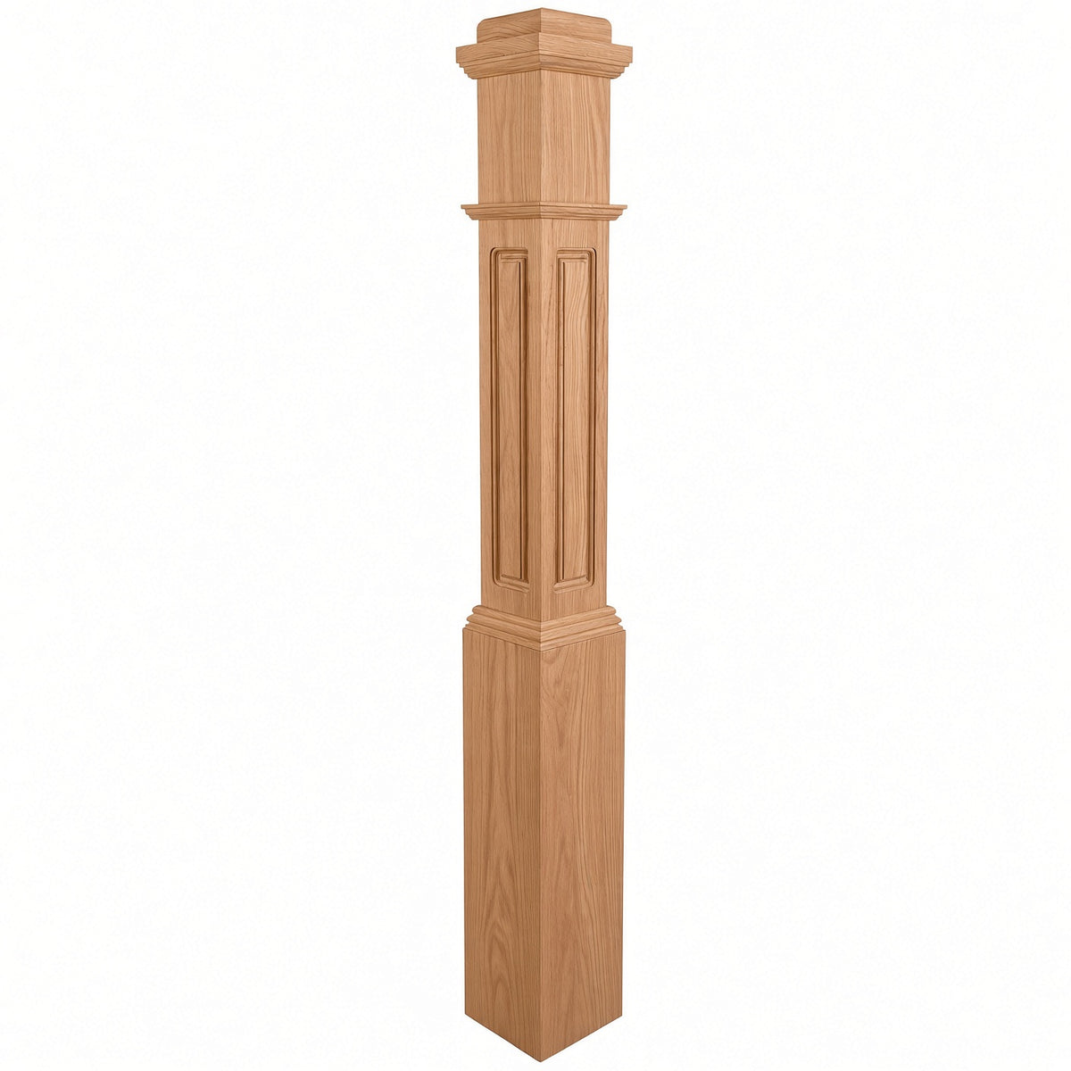 RP-4091 CNC Raised Panel Box Newel Post, Alder