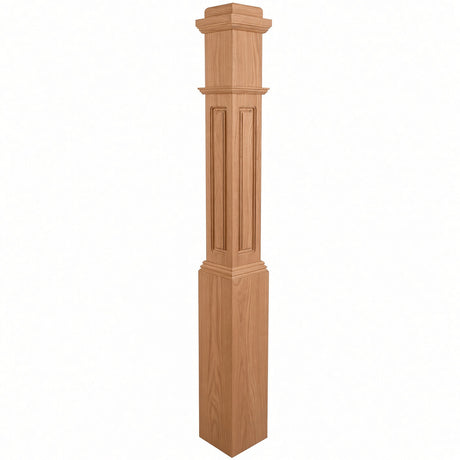 RP-4091 CNC Raised Panel Box Newel Post, American Cherry