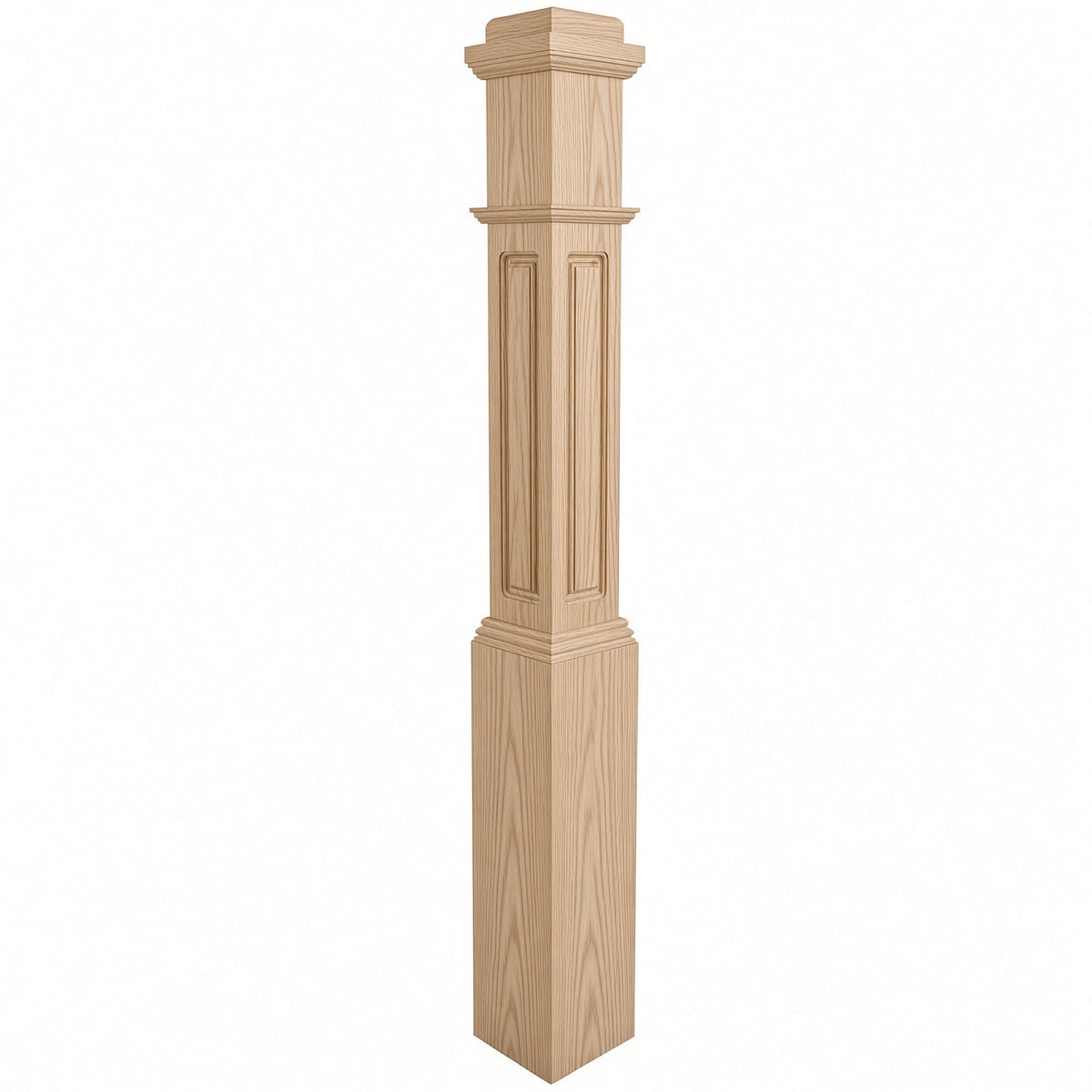 RP-4091 CNC Raised Panel Box Newel Post, Ash