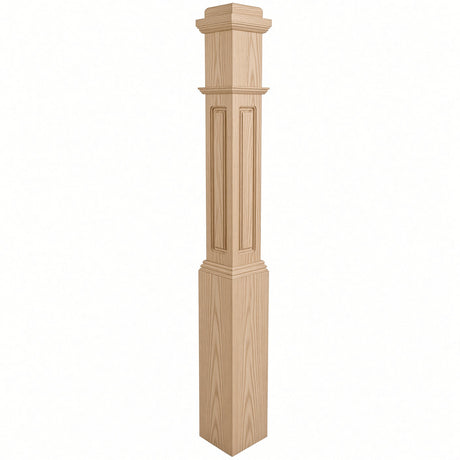 RP-4091 CNC Raised Panel Box Newel Post, Ash