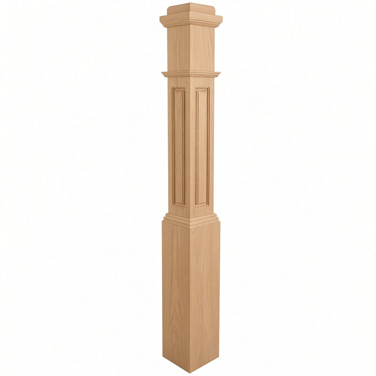 RP-4091 CNC Raised Panel Box Newel Post, Beech
