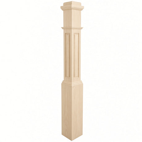 RP-4091 CNC Raised Panel Box Newel Post, Birch
