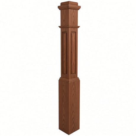 RP-4091 CNC Raised Panel Box Newel Post, Brazilian Cherry
