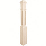 RP-4091 CNC Raised Panel Box Newel Post, Hard Maple
