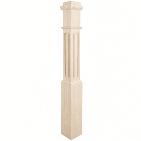 RP-4091 CNC Raised Panel Box Newel Post, Hard Maple