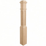 RP-4091 CNC Raised Panel Box Newel Post, Hickory
