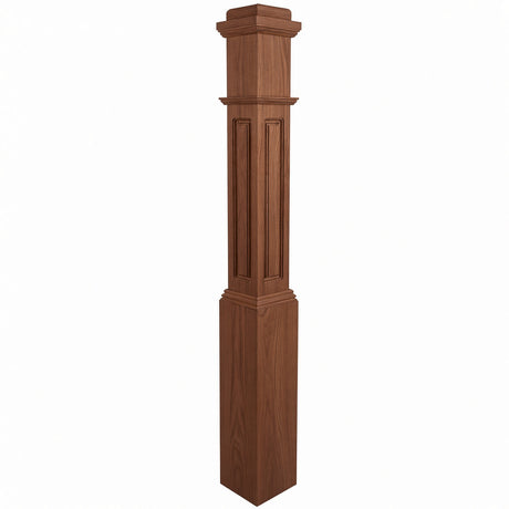 RP-4091 CNC Raised Panel Box Newel Post, Mahogany