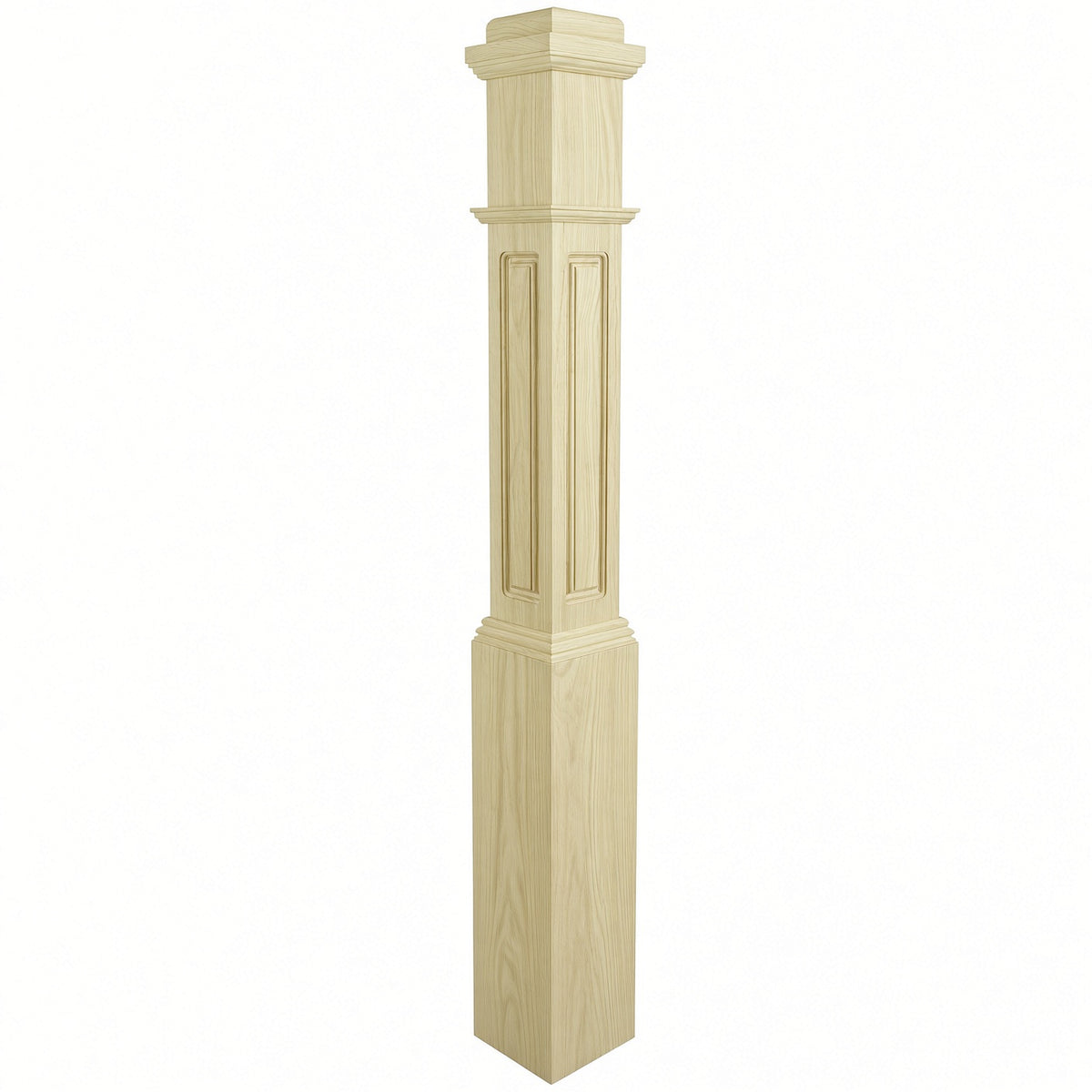 RP-4091 CNC Raised Panel Box Newel Post, Poplar